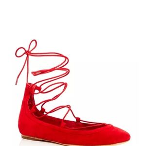Joie Women's Red Lace-Up Ballet Flats